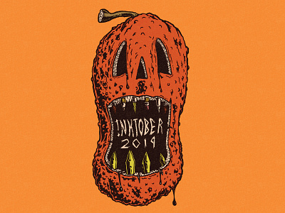 Inktober Day 1 drawing halloween hand drawn horror illustration inktober pen and ink pumpkin retro vintage