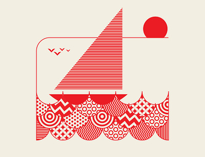 Lil Yachty abstract art birds eye branding design geometric graphic design illustration ocean pattern design red sailboat santa monica sunset trufcreative