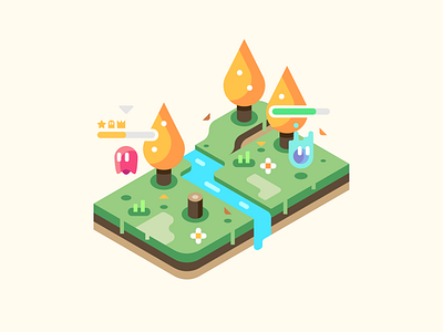 Fall Creeps design illustration illustrator isometric isometric illustration landscape monsters nature october orange vector