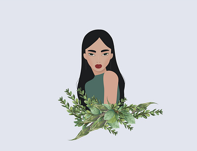 Jasmine asian beautiful characterdesign colors girl graphicdesign green illustration plant ui vector web