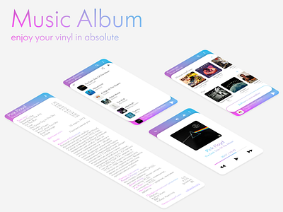 Music Album. Part 2. Light theme app branding design flow illustration typography ui ux vector