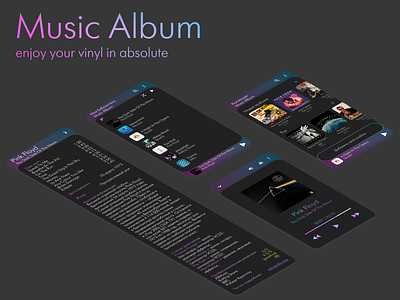 Music Album. Part 2. Dark theme branding design flow illustration typography ui ux vector