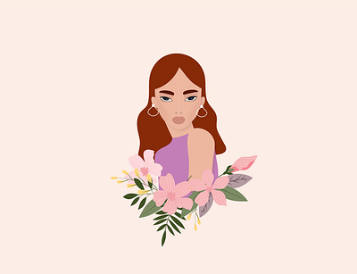 Roberta beauty character design colors flowers girl graphicdesign pink red vector webdesign