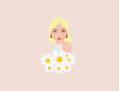 Candice art blondie chamomile character characterdesign flowers girl graphicdesign illustration vector web white yellow