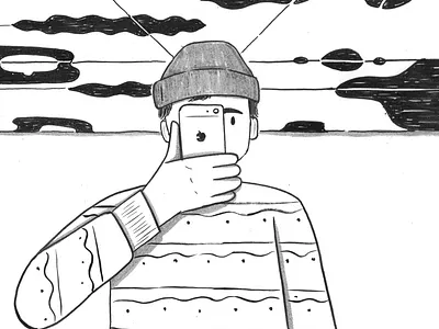 Inktober Day 3 art character drawing editorial illustration ink inktober inktober2019 interior people selfie texture