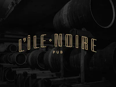 L'Île Noire Pub - Logo alcohol bar barrel beige black brand branding gold jazz logo logotype luxury mark pub rum type whiskey