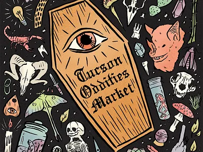 Tucson Oddities Market creepy design digital art drawing drawlloween flash halloween illustration illustrator inktober ipad pro oddities procreate taxidermy texture