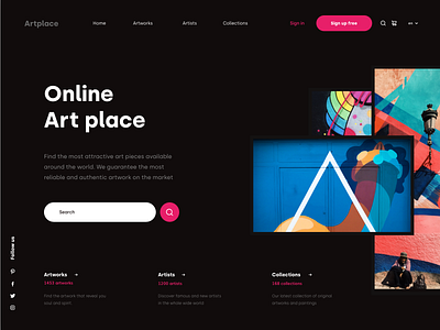 Art place art artist artwork concept design experience header hero landingpage painting ui ux webdesign website work
