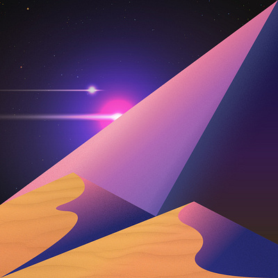 lost pyramid 1 1980s art comet design dunes flat illustration illustrator neon neon lights photoshop purple pyramid retro retrowave space synthwave vaporwave vector