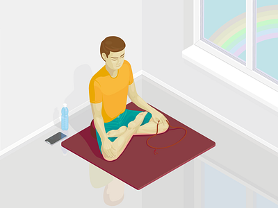 A nice day ai buddhism calm illustration isometric isometry lotus mala meditation rainbow vector