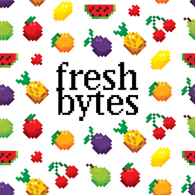 Fresh Bytes concept fruit illustration logo logo design logo design concept pixel art pixel logo