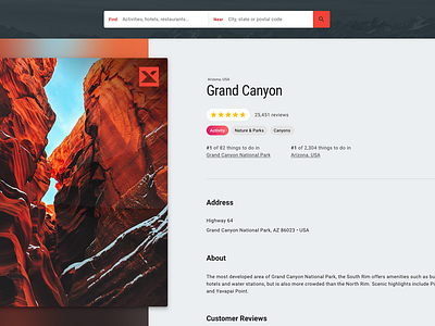 Trip Advising Web App – Place Detail clean colorful design desktop detail flat location minimal modern photo place rating reviews simple web app