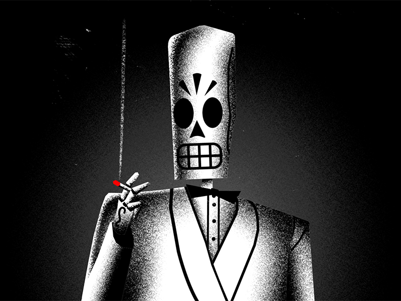 Grain Fandango 12fps after effects fandango grain grim illustration manny calavera mograph noir particles smoking twos