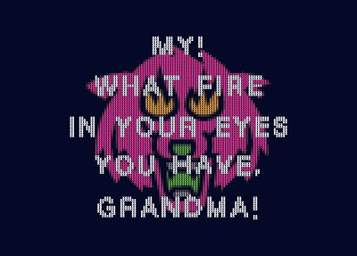 Fire Eyes beast crochet design fire flame grandma humor knit logo screenprint stitch sweater threadless tshirt vector wolf