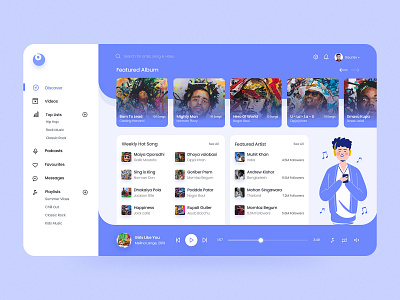 Music Dashboard admin app chart clean colors dashboard graphic icons illustration minimal mobile music music album music app music player musician trending ui ui uiux web app design