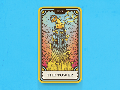 Tarot Card Series 1: 16 Tower card daily sketch fire illustration occult procreate tarot tarot card tower witch