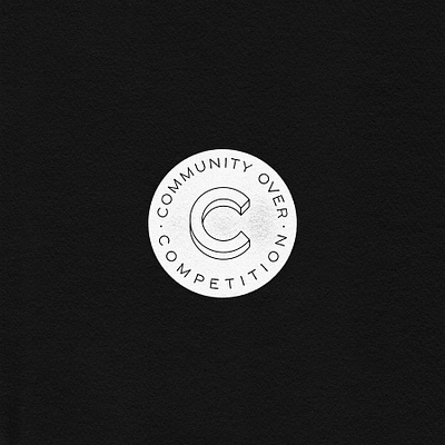 Community Over Competition badge design lettering logo monogram type typography