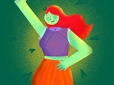 Dancing digital doodle girl illustration texture vector
