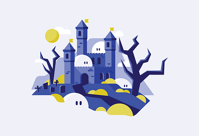 Ghost Castle castle design ghost halloween illustration vector vector illustration