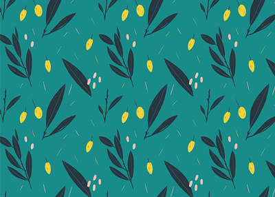 Olives Seamless Pattern colorful flat floral green illustration leaf natural olive pattern procreate saturation seamless simple