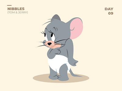 Nibbles - TOM & JERRY 100dayschallenge 100daysofillustration animation art cartoon design flat illustration illustrator jerry nibbles simple simpleillustration tom tomandjerry vector