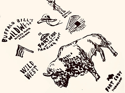 Fort Cody Trading Post Branding - Process animal animal illustration animal logo bison brainstorm branding buffalo fort hat illustration illustration art illustrations ink inktober logo nebraska process sketch western wild west