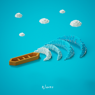 Waves 3d art illustration pixel vector voxel waves