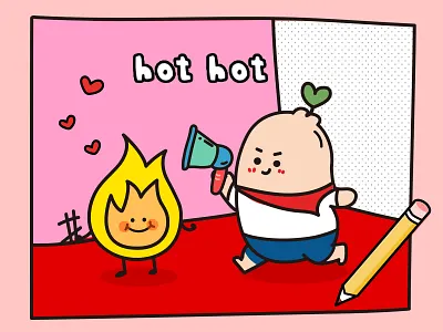 hot design fire fireworks heat horn hot illustration pen red wave point yellow 插图