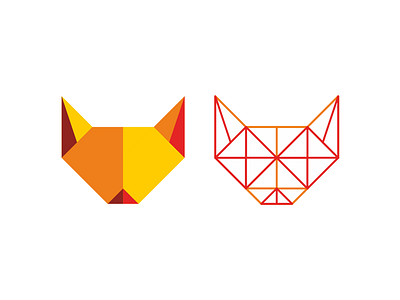 Fox head logo design symbol + construction grid animals brand identity branding cat construction grid creative dog feline flat 2d geometric folded fox head logo logo design nature origami vector icon mark symbol wild wildlife