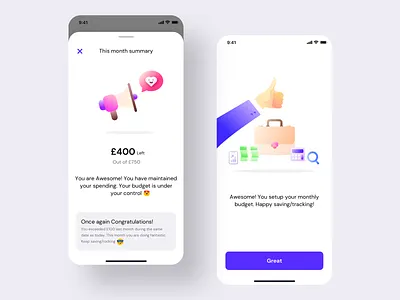Monthly summary+Budget setup modal (Version 1) bank budget finance icon illustration ios like modal money neel popover prakhar profile savings security settings sharma trending trending ui user