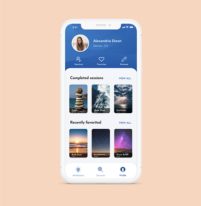 Daily UI 006 - Meditation App User Profile dailyui dailyui006 ux