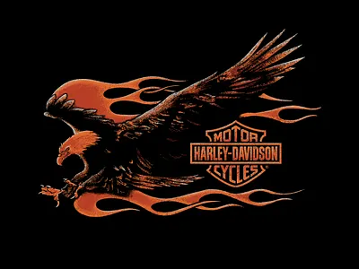 HD Flamin Eagle americana apparel design distressed eagle fire flames graphic harley harley davidson hd illustration orange t shirt vintage