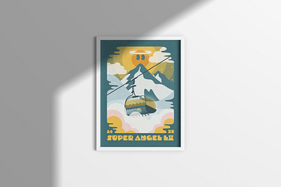 Super Angel Poster chairlift graphic design illustration landscape mountains poster ski ski resort snowboard