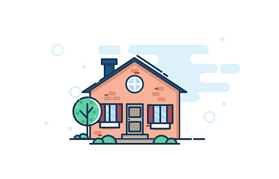 House design flat flatline house illustration line vector wood