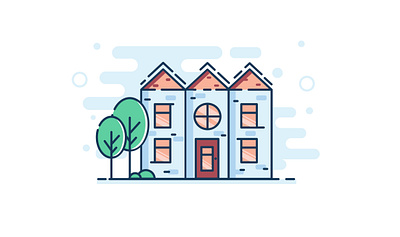 House back design flat flatline illustration illustrator line vector wood