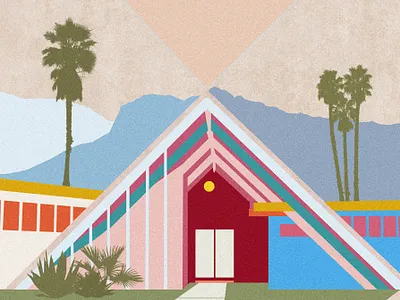 A Frame architecture digital art graphic design illustration mid century palm springs poster print print design wall art