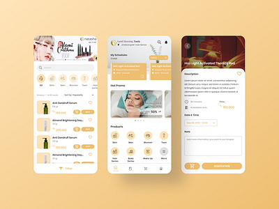 Mobile App - Beauty Clinic Services (Re Design Natasha App) android app app beauty design ecommerce figma ios ios app mobile app mobile ui shop skincare store treatment trend ui uiux ux