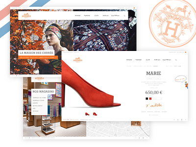 Hermes Eshop UI branding design hermes high end illustration luxury minimal orange paris shop typography ui ux web