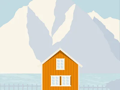 norway artwork digitalart graphicdesign house house illustration illustration lofoten norway