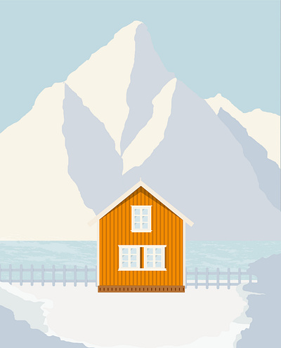 norway artwork digitalart graphicdesign house house illustration illustration lofoten norway