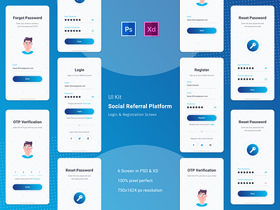 iungo App Redesign - Login & Registration Process android animation app design earn flat interface ios login login form material mobile redesign referral registration reward social ui uikit ux