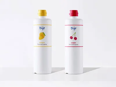 Dijo packaging concept bottle bottle label branding cherry clean design food packaging fruit illustration label mango minimal label minimal packaging packaging sauce label simple sweeet sauce