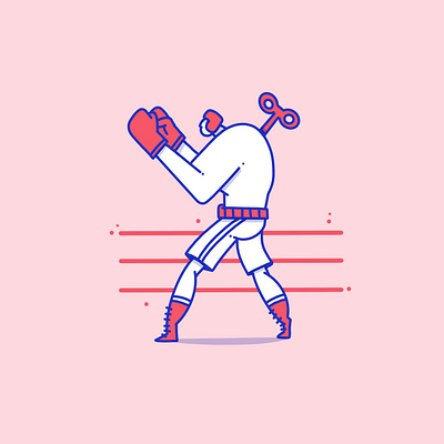 Fighting Machine apple pencil boxer characer design fight fighter illustration ipad machine minimal outline procreate app ring toy