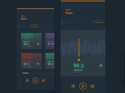 The Radio App app branding dark design minimal mobile radio theme user experience user interface webdesign website