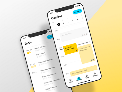 Calendar & ToDo app Concept app calendar concept ios todolist ui ux xd yellow