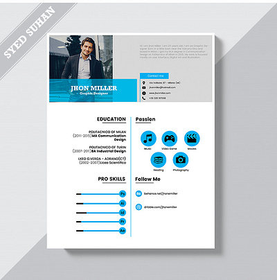 Black and White CV for Graphic Designers. adobe photoshop black black white branding businesscard clean color creative cv resume dabble sided design designer for graphic redesign simple standerd typography