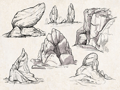 Sketches: Rocks 2 dailyart drawing illustration inktober lineart nature rocks sketch sketchbook sketches