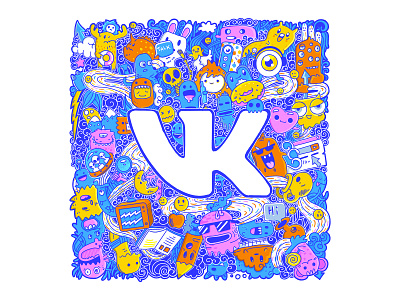 Vk doodles logotype art cartoon character colors doodle doodleart doodles illustrations logo logodesign logotype logotypes monsters monstro procreate socialmedia vk vkontakte