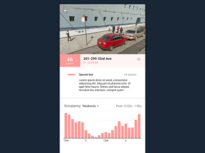 Parking regulation usage detail panel city data ui