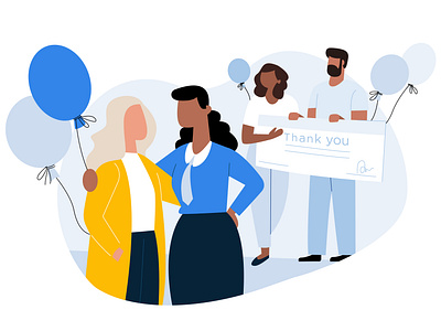 charity event balloon boy charity event design education event girl grandma graphic illustration men office officer social ui ux vector women